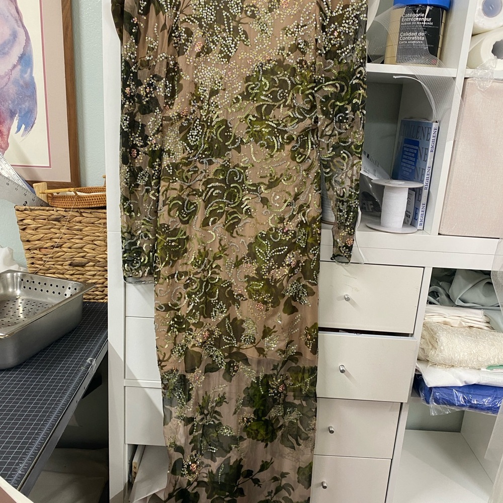 Oscar de la Renta Long Sleeve Floral Dress